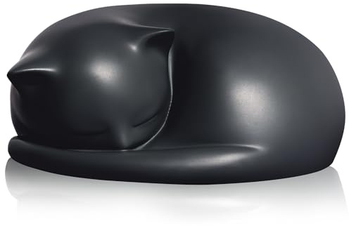 Urna para Gato, Urna Funeraria en Forma de Gatito Durmiendo | Urnas para Cenizas de Gatos, Caja de Resina para Mascotas, Cinerario commemorativo per gatto con sacchetto di velluto