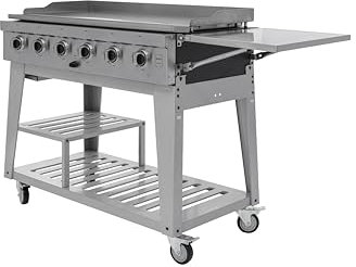 METRO PROFESSIONAL 6-Hauptbrenner Gasgrill, Stahl, fahrbar, mit Schutzabdeckung, Leistungsstark, Langlebig, silber