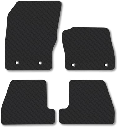 Fits Ford Focus (2015-2018) 5mm Rubber Car Floor Mats | Tailored Fit Carpet Floor Mats non Slip Black Trim Full Coverage Compatible Accessory Front Rear Anti Slip