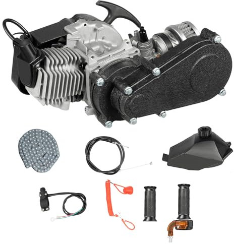 49cc 2 Takt Engine Motor Kit,Mini Benzinmotor,Pocket Bike Motor Ausgestattet mit Kraftstofftank, Einzylinder Mit Getriebemotor-Kit für Mini Pit Bike ATV Scooter Pocket Bike