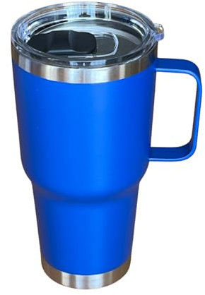 Vaso Térmico Grande-Taza Termica-Travel Mug-Termo Cafe Te Zumos y Refrescos- Recipiente Isotérmico con tapa y Asa para Bebidas Frias y Calientes (Vaso Térmico Azul)