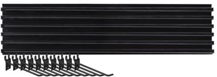 Aluminium-Slatwall-Panel, Garagen-Wand-Organizer mit 10 Haken, ineinandergreifende Lamellen, Wandpaneel für Küche und Werkstatt, Werkzeug, Aufbewahrung, Display, schwarz, 120 x 15,5 cm, 1 Stück.