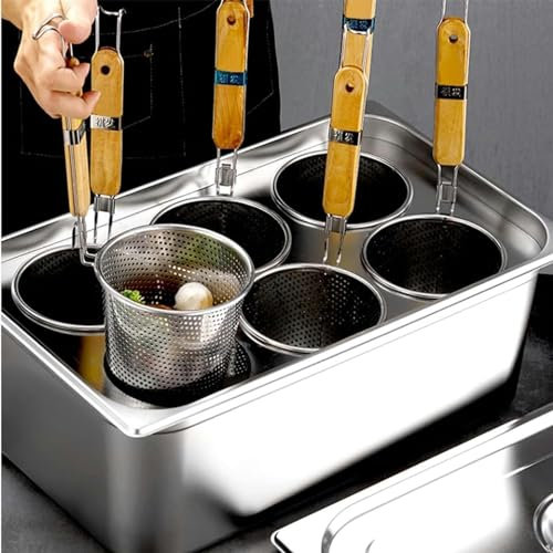 JYBNBBE Juego De Insertos para Cocina Industrial, Olla con Tapa Adecuada, Olla Multiusos En Acero Inoxidable con 6 Agujeros para Cocinar Verduras, Mariscos