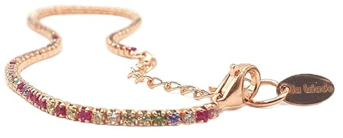 LA TRIADE STUDIO® - BRACCIALE TENNIS DA DONNA IN ARGENTO STERLING 925 PLACCATO ORO GIALLO O ORO ROSA CON ZIRCONI MULTICOLOR, RAFFINATO E CONTEMPORANEO. (Oro Rosa)