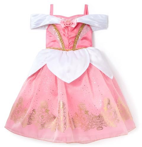 Disney Store Official Costume Aurore pour Enfants, La Belle Au Bois Dormant, Robe de Princesse Rose pour Les fêtes, Les Jeux de rôle et Halloween, 7-8 Ans