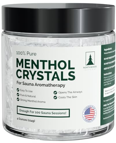 Northwood Sauna - Sauna Menthol Crystals - 100% Pure & Natural - Cooling Aromatherapy Scent & Ice Sensation - 4 Ounces
