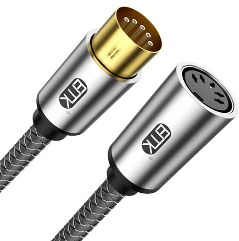 Cavo di prolunga MIDI DIN a 5 pin, adattatore maschio a femmina per tastiera, sintetizzatore, pianoforte e chitarra, connettore audio da 1,5 m