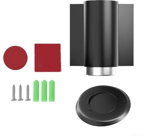 Indoor Magnetic Door Stop with Floor Mount and Wall Anchors to Securely Hold Doors Open and Avoid Damage (Black)