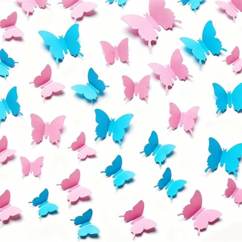 48Stück 3D-Schmetterlings-Wandaufkleber,Schmetterling Wanddeko,DIY-Schmetterlinge,Einfarbige 3D-Schmetterlingsaufkleber mit Spiegelglanz-Finish,für Schlafzimmer,Wohnzimmer,Badezimmer,Büros