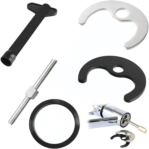 4 Stück Wasserhahn Befestigung, Waschbecken Befestigung Armatur - Einloch Montageset mit Dichtung, Schrauben & Schraubenschlüssel für Küche, Bad, Waschküche(Einzelloch)