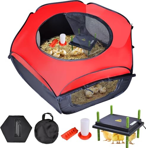 Kükenaufzuchtbox für Küken,Wärmeplatte Küken mit Futtertrog und Tränke | Kükenaufzuchtbox für Küken,Wärmeplatte Küken 25x30cm, Kükenaufzuchtbox, 4-in-1-Set mit Futtertrog und Tränke