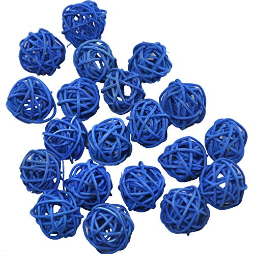 20 Stück Natur Wicker Rattan Kugeln Tischschmuck Hochzeit Party zum Aufhängen Wobble Ball Weihnachten Deko 3cm Blau