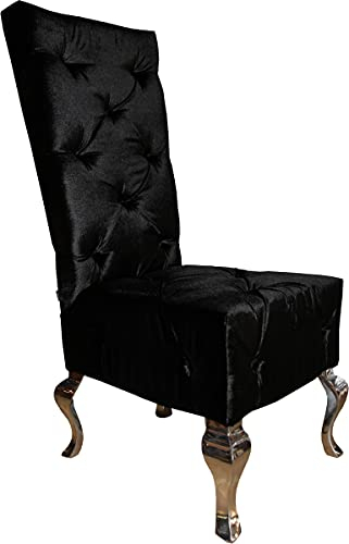 Casa Padrino Designer Esszimmerstuhl Schwarz/Silber - Luxus Qualität - Hochlehner Stuhl