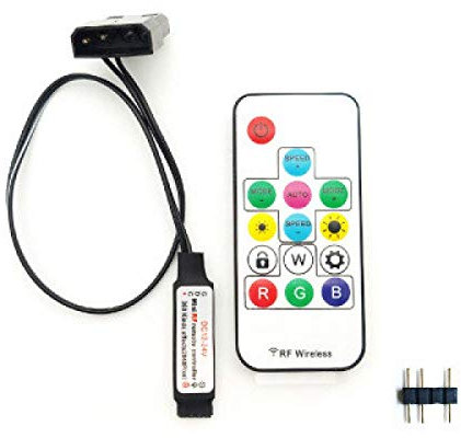 DKE&YMQ Computer Fan Lighting Effect Controller, 5V/12V RGB Fan Equipment Wire/Remote Control with On/Off Switch and Brightness Adjustment