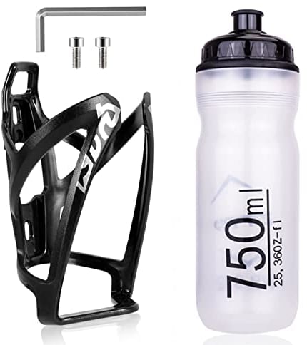 Fahrrad Flaschenhalter Set, Leichter Mountainbike Flaschenhalter mit Flaschen-Set, Universal Fahrrad Wasserflasche Käfig Halterungen mit 750ML BPA-freier Sport Wasserflasche für Outdoor Radfahren