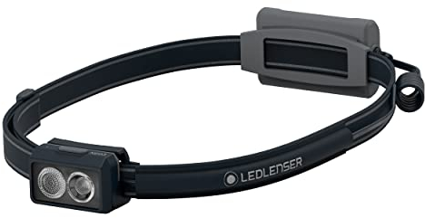 Ledlenser NEO3 LED Stirnlampe Laufen | Kopflampe mit 400 Lumen | Lauflampe Batterien | rotes Rücklicht | reflektierendes Stirnband | schwenkbarer Lampenkopf | Flood- und Spot-Licht | schwarz/grau