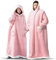 Sacebeleu Kuscheldecke mit Ärmeln,Oversized Weich Decke Hoodie Sweatshirt,Sherpa Kapuzenpullover für DamenHerren,Flauschige Flanell TV-Decke mit Ärmel,Tragbar Ganzkörperdecke,Rosa