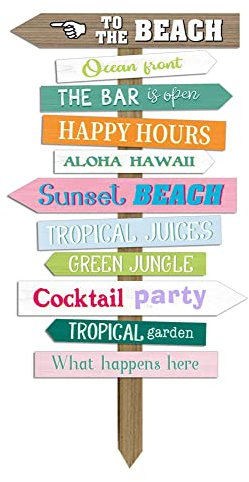 SGRIMALT Déco murale Bois : Multi-panneaux thématiques sur le thème de la plage, H 78 cm, multicolore, 78cm