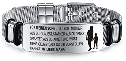 YOTHIWAD An Meinen Sohn Armbänder Inspirierend Armbänder mit Gravur Personalisierte Geschenk von Mama Papa, Geburtstag Abschluss Weihnachts geschenk für Sohn