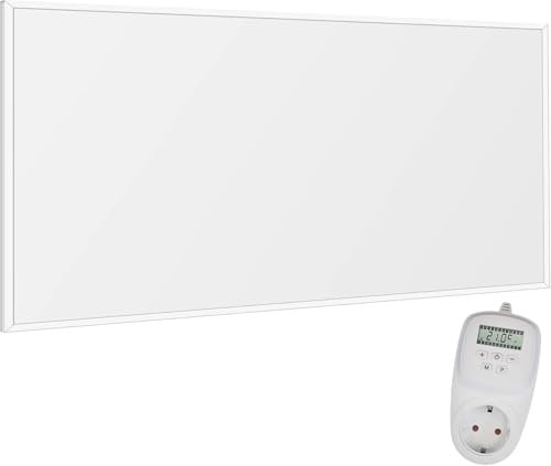 VIESTA® Infrarot Wandheizung mit Thermostat [FERNBEDIENUNG + WIFI STEUERUNG] – Infrarotheizung Wandmontage Heizkörper – Carbon Crystal Infrarot Paneel App steuerbar – (Modell TH12 WIFI - 700W)
