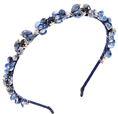 IYOU Jahrgang Kristall Stirnband Blau Glänzend Strass Haarband Party Abschlussball Kopfbedeckung Haarschmuck zum Frauen und Mädchen
