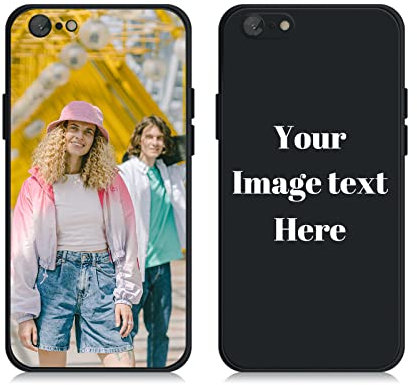 AnNengJing Custom Soft Liquid Silicone Cases Full-Body Protective Personalized Photo Name Text Logo Phone Cover for iPhone 6 Plus/6S Plus Black