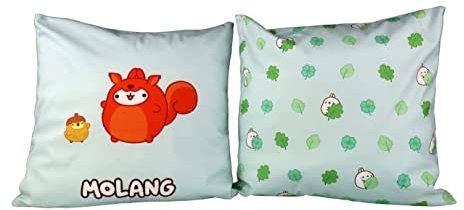 Molang & Piupiu Kissenbezug 40 x 40 cm – 2 Dekokissen Natur - Zierkissen für die Couch -Kissenbezüge in 6 Verschiedene Motive zum Sammeln
