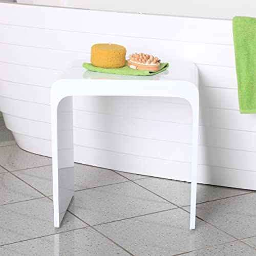 Four & More Sgabello da bagno per doccia, sedia da doccia, sgabello di lusso design pietra artificiale Spa in pietra solida di alta qualità, ghisa minerale/pietra artificiale, modello Torino,