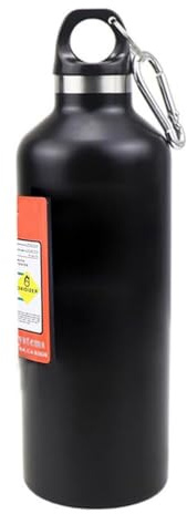 Thermoses Water Bottle Stainless Flask 500ml Nitrogen Bottle Type Thermal Insulation Cold Insulation Reusable Leak Proof Carabiner Included Easy to Carry Work Sports Outdoors Hiking (Black)