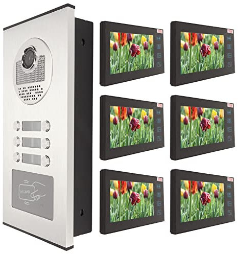 Système d'interphone Vidéo d'appartement, Système d'interphone Vidéo de Communication à Distance 100-240V 656.2ft 6 Unités pour Bureau