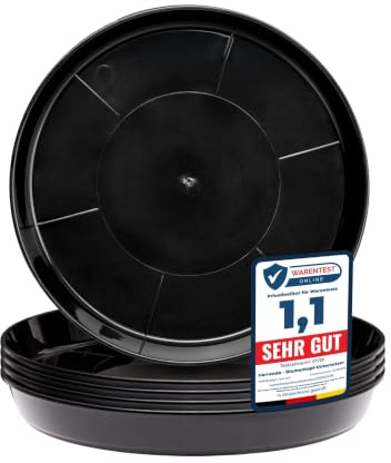 Garronda Untersetzer Blumentopf Schwarz oder Transparent Topfuntersetzer Pflanzen GD-0026 (5 Stück Schwarz, ⌀ 22cm H 2,6cm)