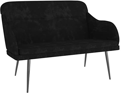 vidaXL Sitzbank, Bank Polsterbank mit Rückenlehne Armlehne, Sofa Flurbank für Wohnzimmer, Garderobenbank Metallgestell, Modern, Schwarz Samt