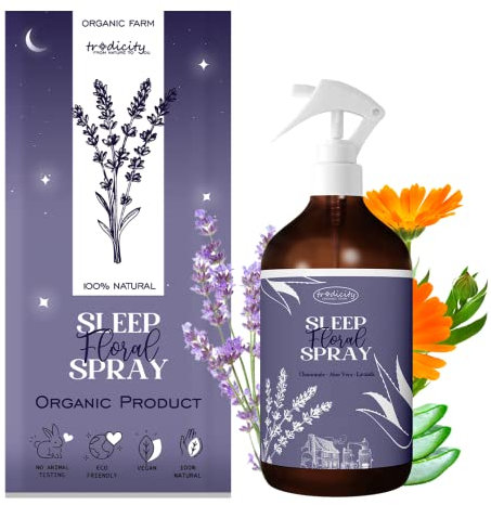 Sleep Pillow Spray Entspannender Nebel für besseren Schlaf Ätherische Öle aus Lavendel (entspannend), Aloe Vera (sauerstoffspendend) und Kamille (beruhigend) (1000 ml)
