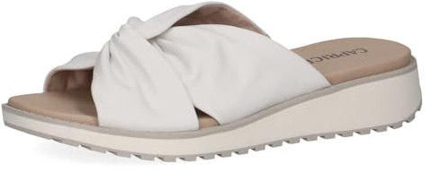 CAPRICE Damen Pantoletten aus Leder mit Fußbett, Weiß (White Nappa), 41 EU