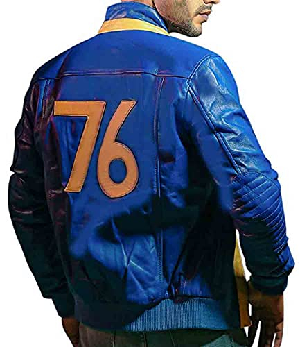 Aksah Fashion Herren 76 Blue Vault Fall Out Blue Fallout Kunstlederjacke, blau, L