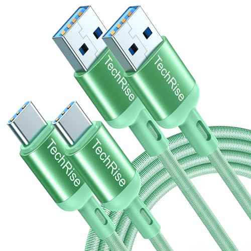 TechRise USB C Cable 2 Pack, USB Type C to USB A Charger Nylon Braided Fast Charge Cord for Samsung Galaxy S23 S22 S21 S20 S10, Google Pixel, Xperia, Android Mobile Phone (6.6 + 3.3ft)