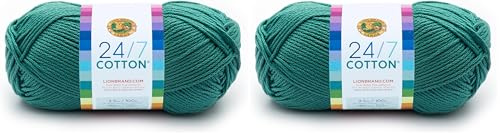 Lion Brand Yarn Company Cotton Yarn, 100 Percent Cotton, Jade,15.24x6.35x6.35 cm (Pack of 2)