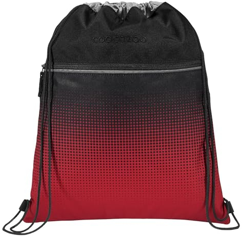 coocazoo Turnbeutel „Blazing Fire”, schwarz-rot, mit Reißverschlussfach und Kordelzug, reflektierende Elemente, Schlaufen zur Befestigung am Schulrucksack, 10 Liter, ab der 3. Klasse
