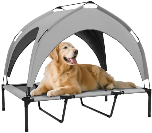 PawHut Letto rialzato fresco per cani grandi 106x76x94cm Grigio chiaro