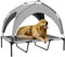 PawHut Lit Chien surélevé, lit de Camp pour Chien, Velum en Taffetas, Tissu textilène Micro-perforé + Sac de Transport Inclus, Facile à Assembler, 106 x 76 x 94 cm, Gris