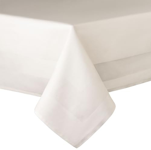 Clinotest Tischdecke 220x130 cm – Tischdecke rechteckig aus 100% Baumwolle mit Atlaskante – Oeko-Tex Zertifiziert, waschbar bis 95 °C – Tischwäsche weiß für Festliche Anlässe & Alltag - Silbergrau