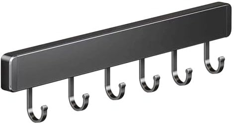 Global-Daily Kitchen Utensils Rack Wall Mounted, Kitchen Rail with Sliding Hooks, Hanging Holder for Kitchen Utensils, Spoons, and Shovels (30cm)