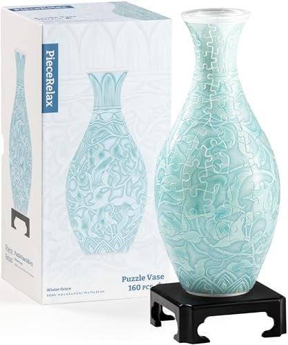 PieceRelax 3D Puzzle Blumenvase – Winter Grace | 160 Kunststoffteile | DIY-Vase zum Selbstbauen | Entspannendes Geschenk für Zuhause [S1043]