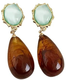 Boucles d'Oreilles Pendantes En Forme De Larme d'Ambre Vintage Pour Femmes Et Filles Hypoallergéniques Légères En Résine Goutte d'Eau Boucles d'Oreilles Pendantes Cadeaux De Fête De Vacances