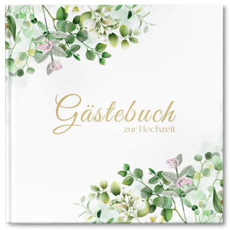 Gästebuch Hochzeit Personalisiert mit 6Schöne Aufkleber und 44Doppelseiten Premium Dickem Papier, 21x21cm Hochzeit Gästebuch, Hardcover Polaroid Hochzeitsgästebuch für Jubiläen, Hochzeits