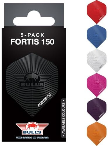 Bull's Fortis 150 Mikron Dart-Flights - Extra Stark & Langlebig, 5er-Pack, Erhältlich in Scwarz mit Spot-UV-Druck Bull's Logo, Zuverlässige Leistung & Stilvolles Design für Profi-Dartspieler