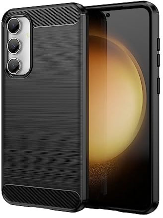 owlhold Cover per Samsung Galaxy S23 FE 5G/4G, Custodia Spazzolata e Fibra di Carbonio Morbido Silicone TPU Slim Fit Case, Antiurto, Antigraffio, Antiscivolo, Protezione Grado Militare, Nero