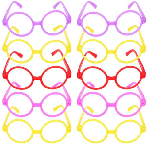 GALPADA 10 Pièces Jouet De Lunettes À Monture Ronde Sans Verre Lunettes Plastique Enfant Accessoires De Fête Créatifs Cadres Optiques Pour Photos Et Jeux