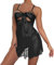 Lack Dessous Sexy Print Mesh Dessous Dessous Zweiteiler Set Sexy Unterwäsche mit Tanga Sexy Dessous Nachthemd (Black, S)