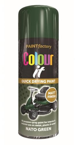 RAPIDE PF Colour It Spray Matt NATO Green 400ML - Quick-Drying High-Performance Spray Paint | Interior & Exterior Use | Ideal for Metal, Plastic, and Wood Surfaces